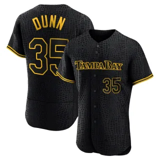 Men's Authentic Black Oliver Dunn Tampa Bay Rays Snake Skin City Jersey