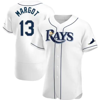 Men's Authentic White Manuel Margot Tampa Bay Rays Home Jersey