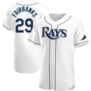 Men's Authentic White Pete Fairbanks Tampa Bay Rays Home Jersey