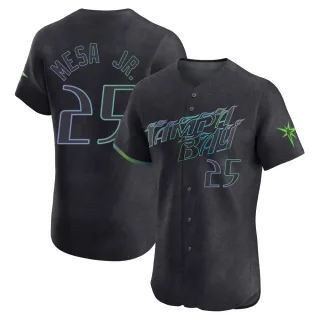 Men's Elite Charcoal Victor Mesa Jr. Tampa Bay Rays 2024 City Connect Jersey