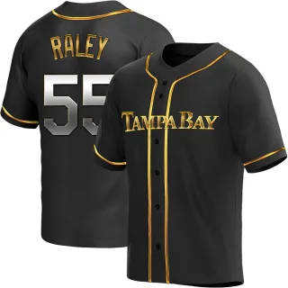 Men's Replica Black Golden Luke Raley Tampa Bay Rays Alternate Jersey