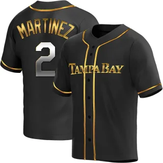 Men's Replica Black Golden Michael Martinez Tampa Bay Rays Alternate Jersey