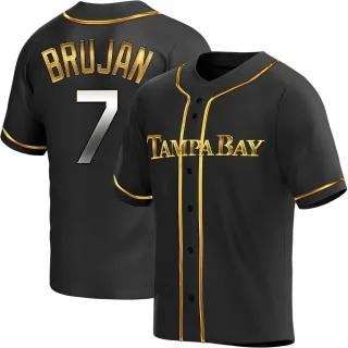 Men's Replica Black Golden Vidal Brujan Tampa Bay Rays Alternate Jersey