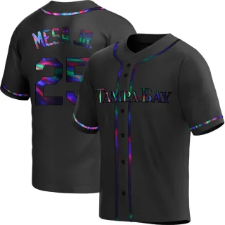 Men's Replica Black Holographic Victor Mesa Jr. Tampa Bay Rays Alternate Jersey