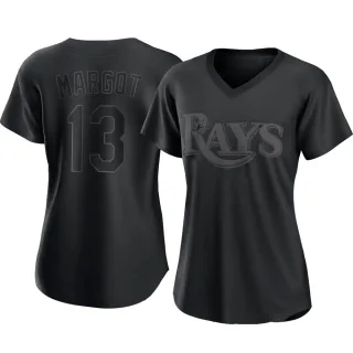 Women's Authentic Black Manuel Margot Tampa Bay Rays Pitch Fashion Jersey