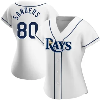 Women's Authentic White Phoenix Sanders Tampa Bay Rays Home Jersey