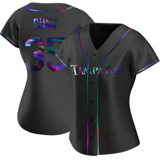 Women's Replica Black Holographic Oliver Dunn Tampa Bay Rays Alternate Jersey