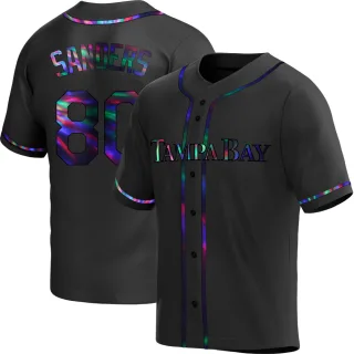 Youth Replica Black Holographic Phoenix Sanders Tampa Bay Rays Alternate Jersey