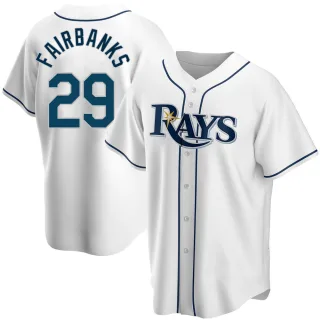 Youth Replica White Pete Fairbanks Tampa Bay Rays Home Jersey
